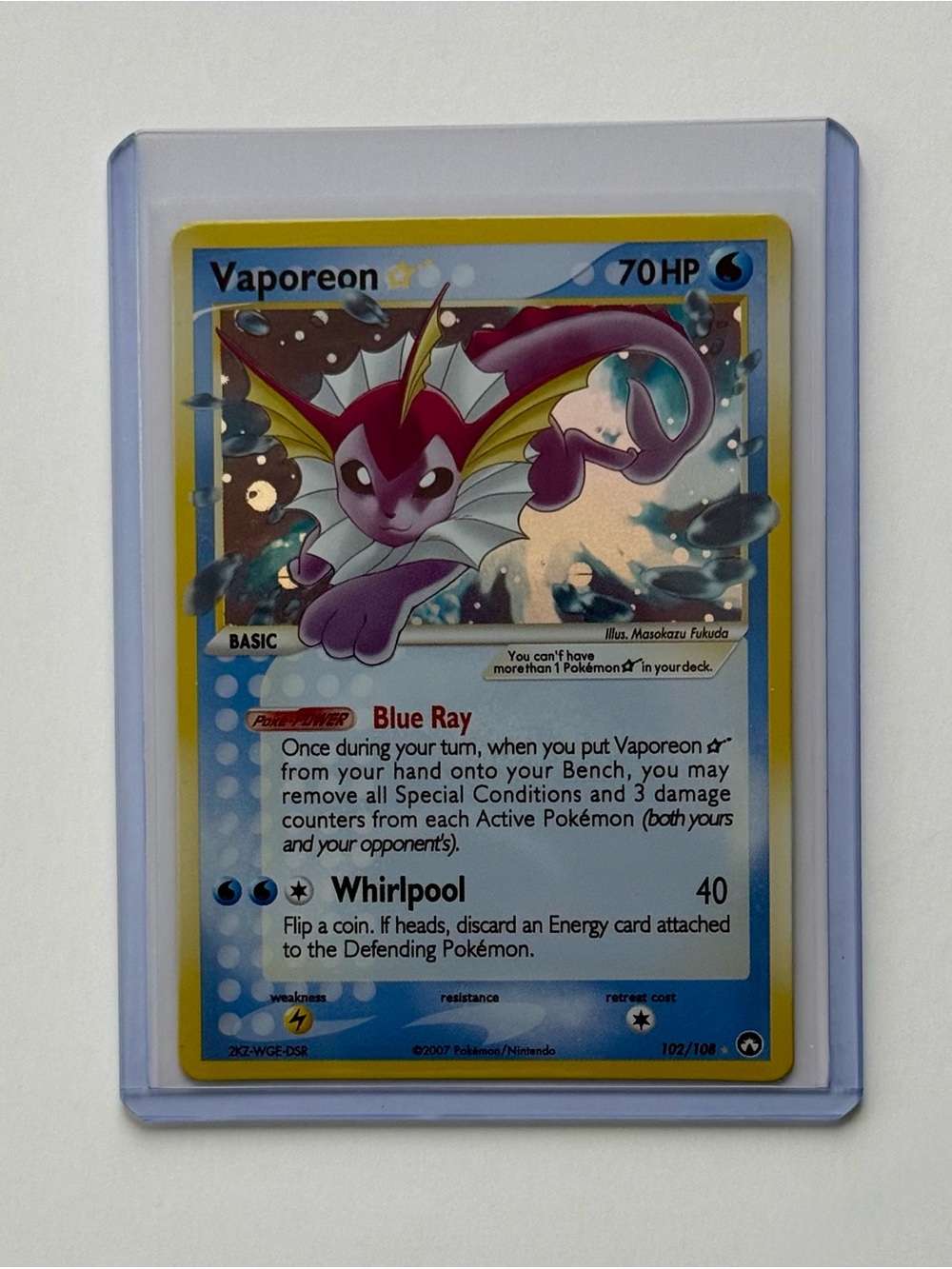 Pokémon Vaporeon TCG Gold Star 102/108 EX Power Keepers 2007 Fan Art Custom Card